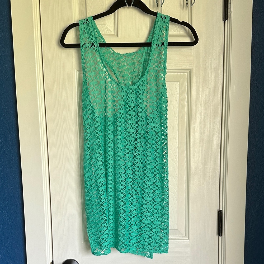 Turquoise Crochet Swim Cover Up